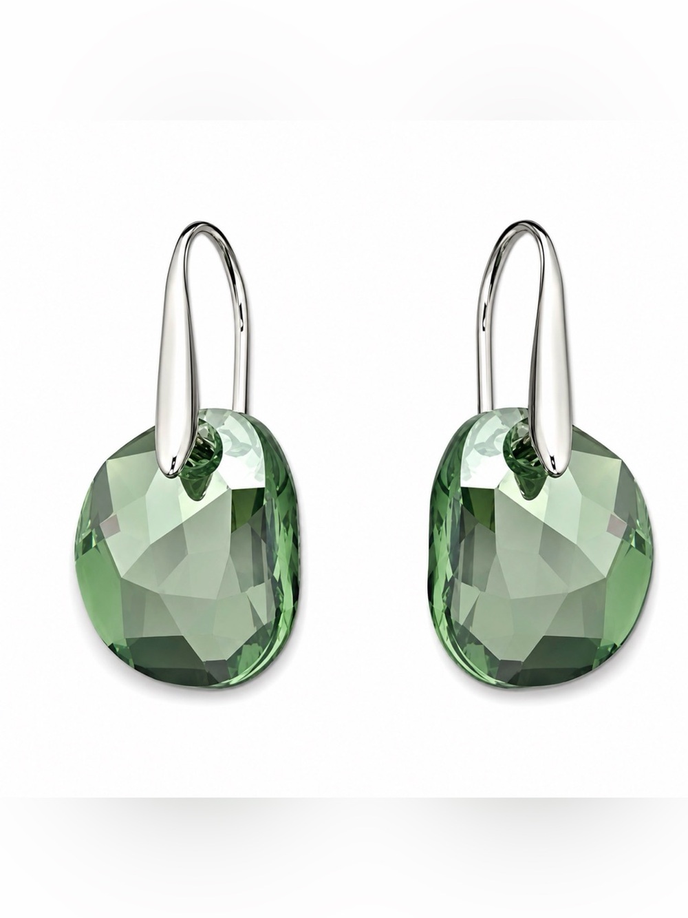 Swarovski Galet Erinite Rhodium Crystal Earrings, New No Tags